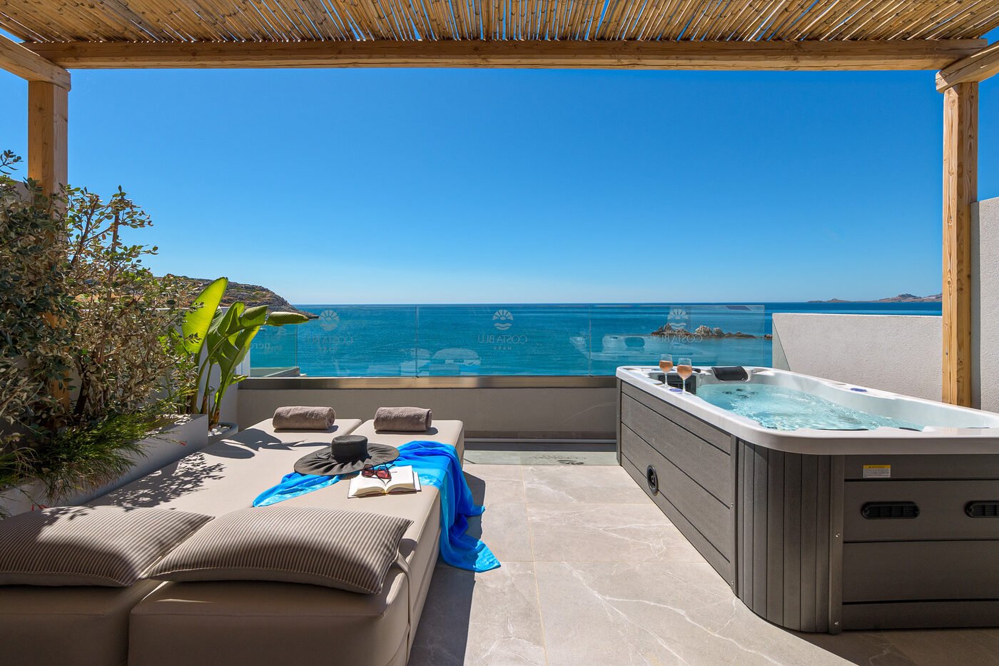 Private rooftop terrace with jacuzzi and 360° sea views